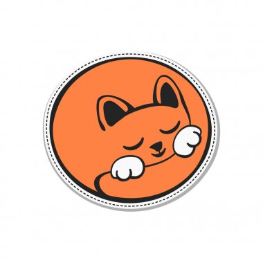 Kedi bir top kıvrılmış. Moda yama ya da PIN