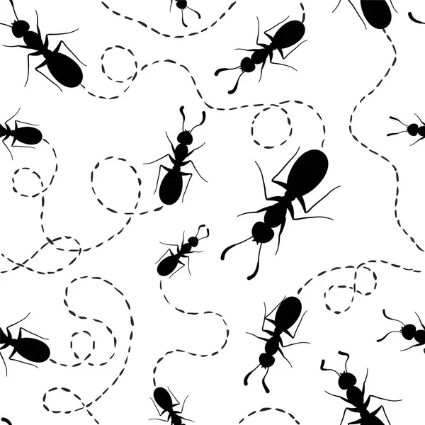 Nahtlose Vektormuster - Ameisen mit Spuren — Stockvektor