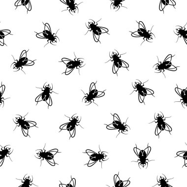 Sorunsuz vektör desen - sinek. Siyah ve beyaz