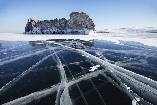 Ogoi island, kiváló a Bajkál-tó jege — Stock Fotó