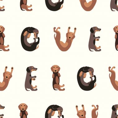 Sorunsuz vektör desen - dachshund köpek