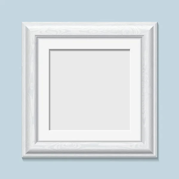 Cuadrado de madera marco de fotos blanco, vector — Vector de stock