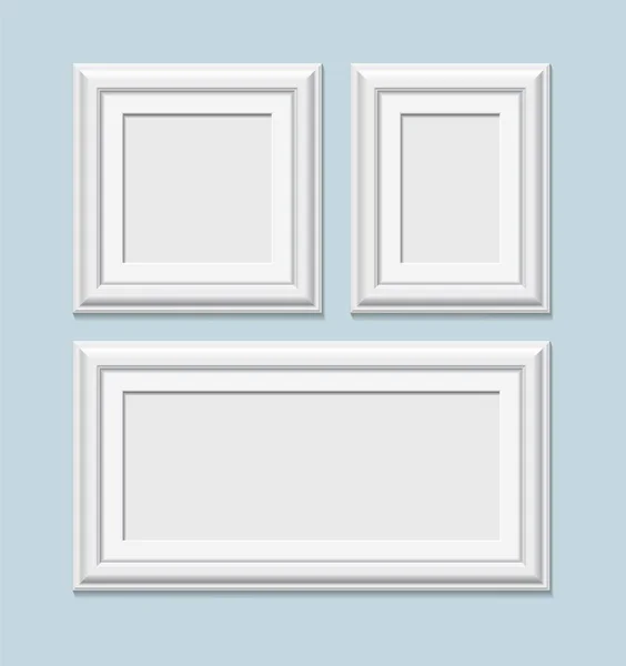 Conjunto de marcos de fotos blancos cuadrados, vector — Vector de stock