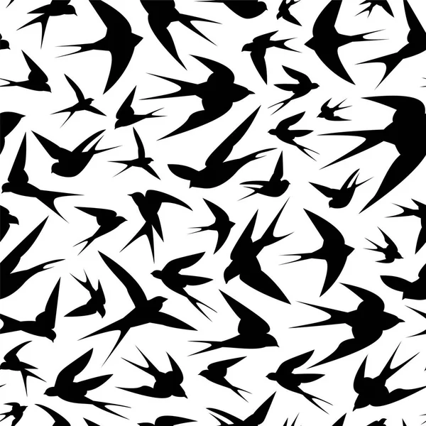 Vektor bezešvé pattern - černé vlaštovka ptáci — Stockový vektor