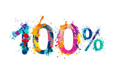 100 (yüz) yüzde. Splash boya suluboya