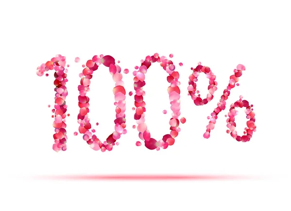 100 (cento) per cento. Petali di rosa — Vettoriale Stock