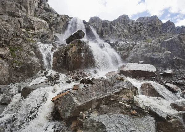 Aktru waterfall, Altai mountains landscape.