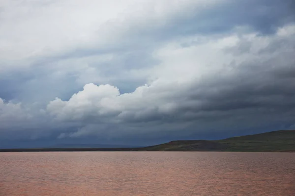 Koyashskoe el lago rosado en la reserva Opuk en la Crimea — Foto de Stock