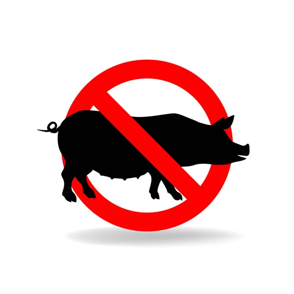 No tirar basura signo vectorial. Cerdo cruzado. No hay señal de cerdo — Vector de stock