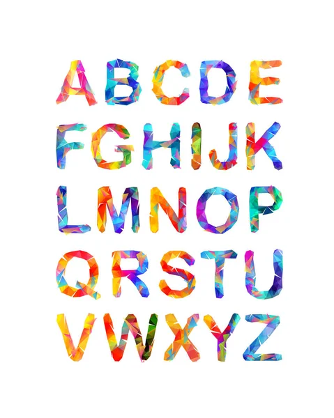 Triangular vector alphabet. Multicolored letters — Stock Vector