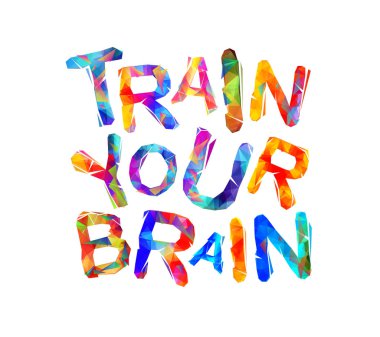  Train your brain. Vector triangular letters clipart