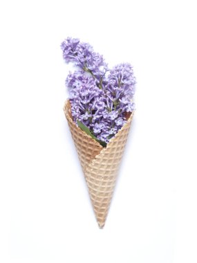 Gözleme koni beyaz üzerine Eflatun çiçekli 