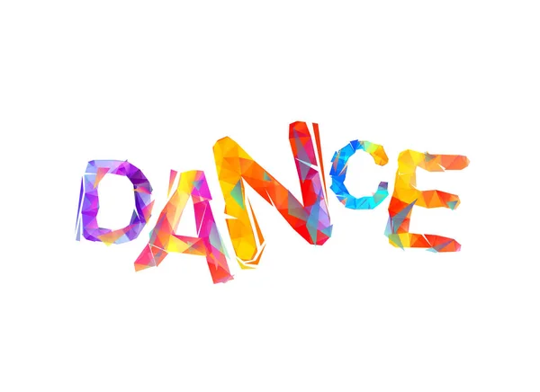 Danser. Mot de lettres triangulaires colorées — Image vectorielle