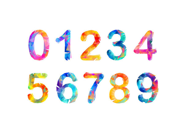 Collection of digits. Geometric numbers. Vector triangular figur