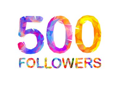 5000 (beş yüz) takipçileri. Üçgen renkli yazıt