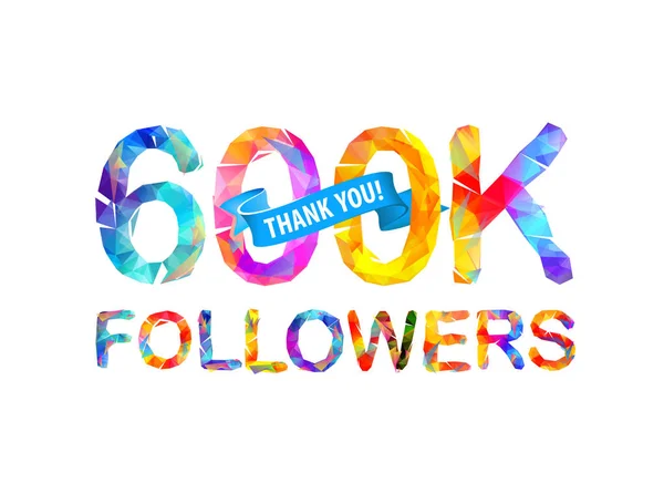 600.000 seguidores. Gracias. Gracias. ! — Vector de stock