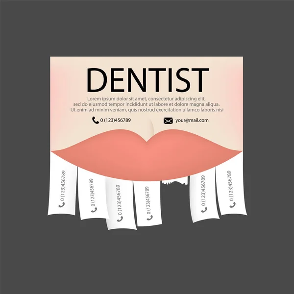 Diş hekimi reklam (diş Kliniği). Düzeltme, beyazlatma, orthodon lokma — Stok Vektör