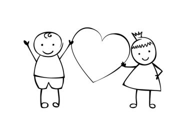 Doğrusal oğlan ve kız (ya da erkek ve kadın) kalp ile. 