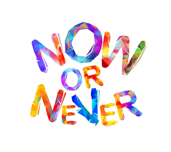 Nu eller aldrig. Vector Inskription — Stock vektor