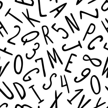 Dikişsiz desen - vektör harf ve rakam