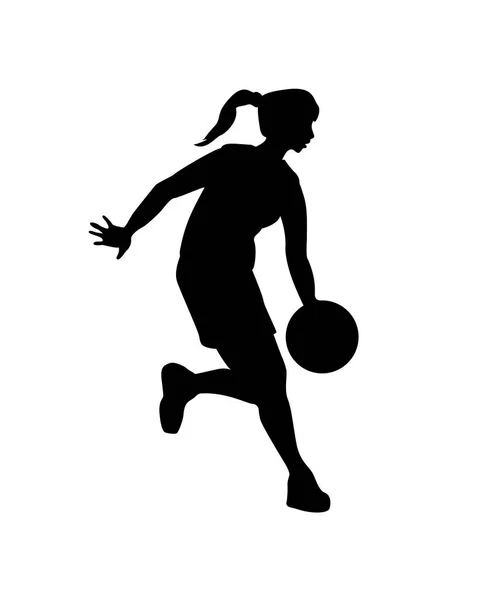 Женщина баскетболистка. Векторный чёрный силуэт — стоковый вектор