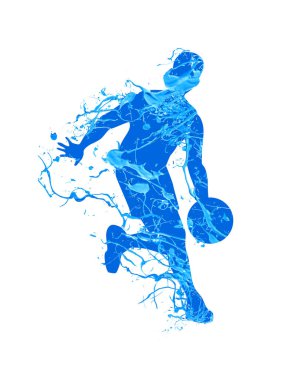 Basketbol oyuncusu. Vektör splash boya