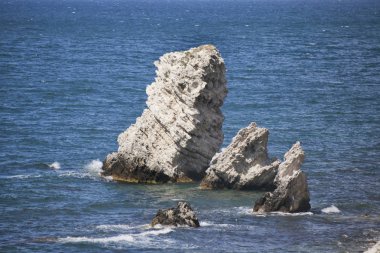 Cape Tarhankut, doğanın kayaları Dzhangul saklıdır. Crimea landsca