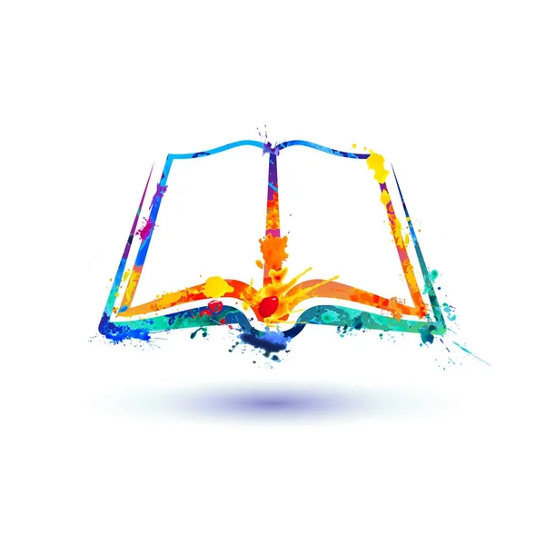 Nyitott könyv-ikonra. Vektor splash festeni — Stock Vector