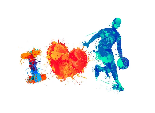 Jag älskar basket. Stänk färg. — Stock vektor