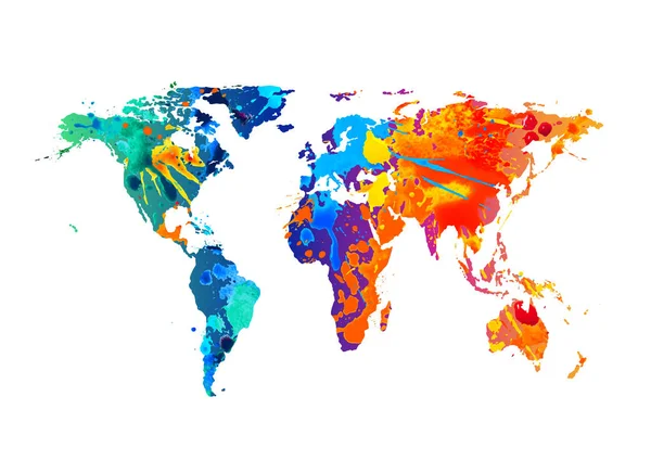 Vector silhouette of world map. Splash paint — Stok Vektör