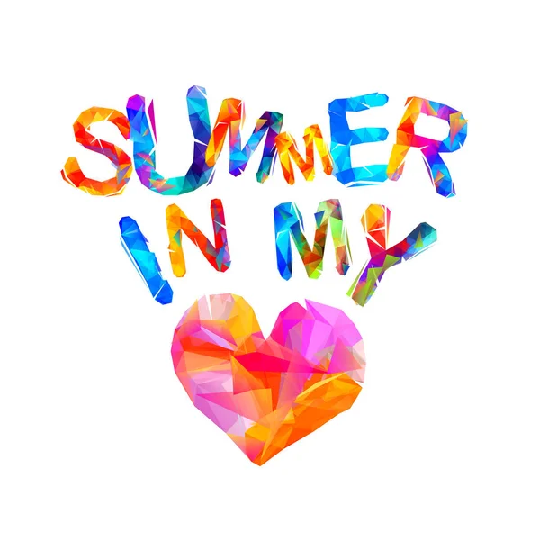 L'été dans mon cœur. Lettres triangulaires — Image vectorielle