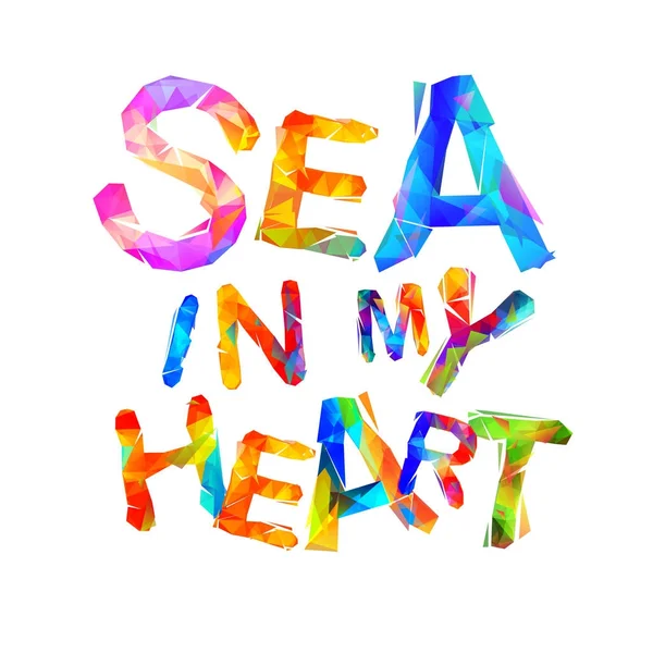 Mar en mi corazón. Letras triangulares — Archivo Imágenes Vectoriales