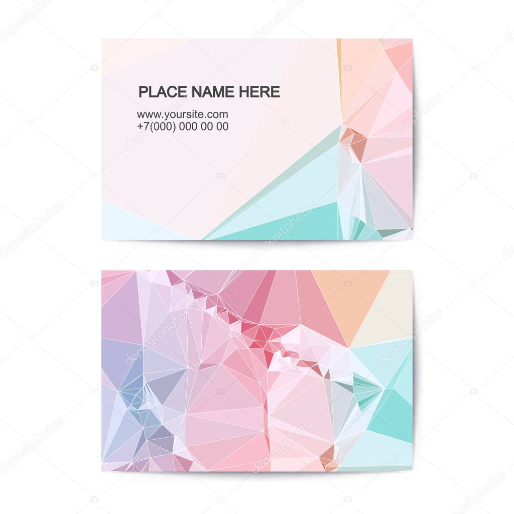 visit card template with polygonal backgroun