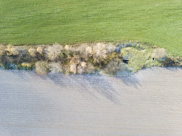 Campo cerca de Lugovaya. Región de Moscú. Tierras fluidas y cultivos de invierno — Foto de Stock