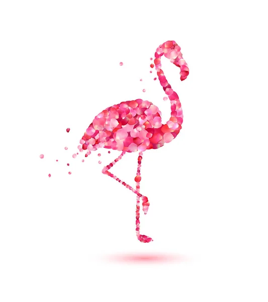 Flamingo aus rosa Rosenblättern. Vektor — Stockvektor