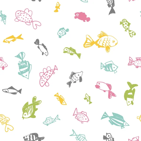 Varrat nélküli mintát - doodle-halak — Stock Vector
