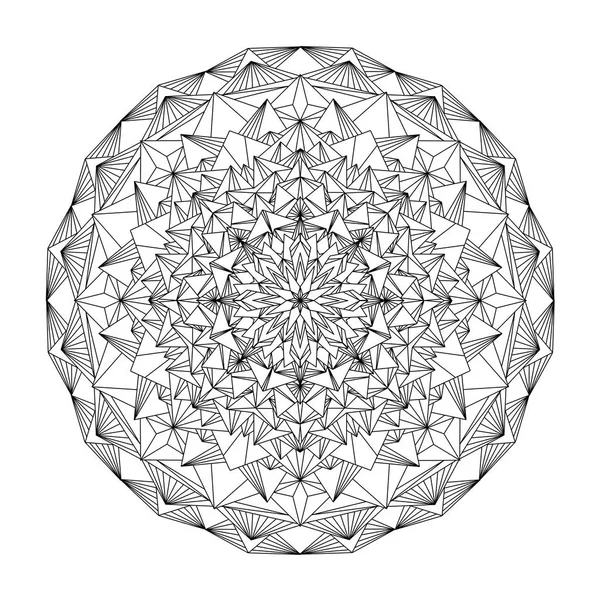 白の上に黒のマンダラ。抽象的な幾何学模様 — ストックベクタ