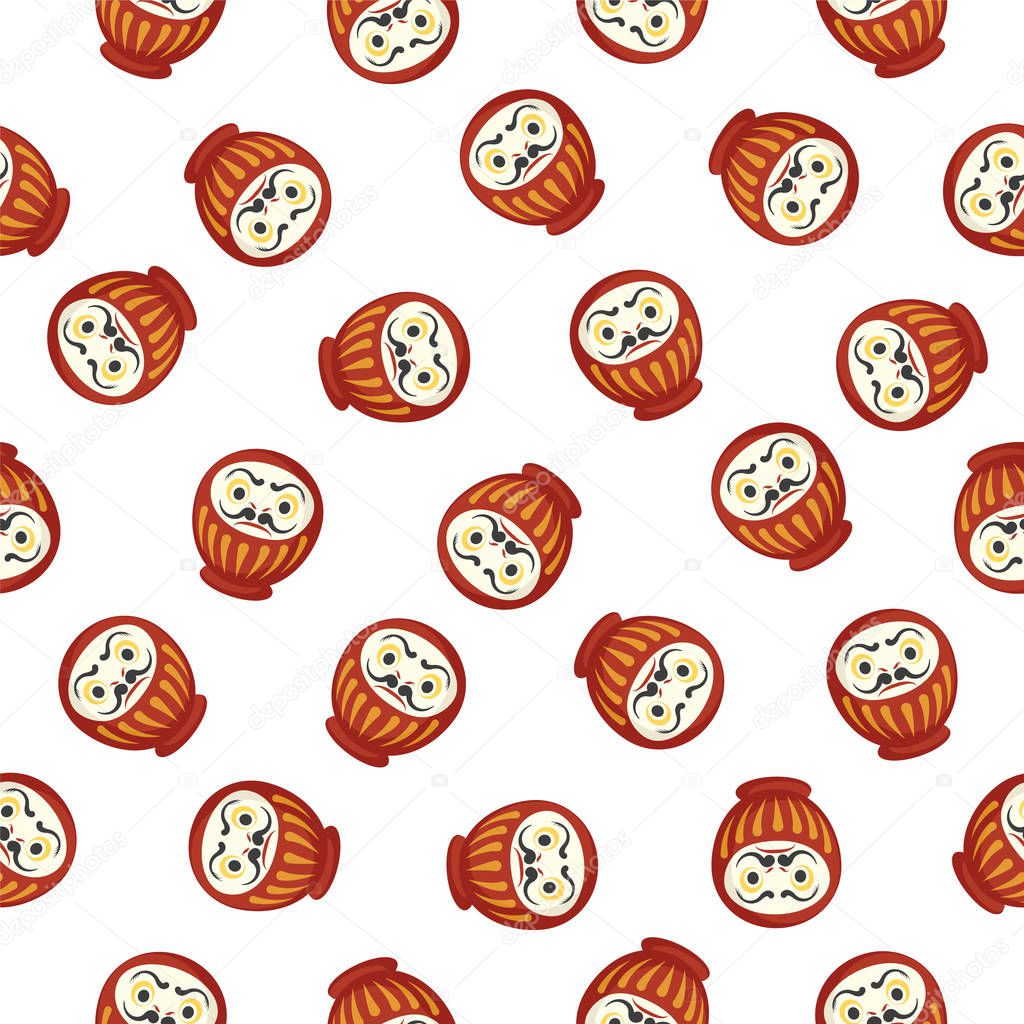 Seamless pattern of japanese Daruma dolls. 