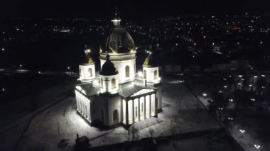 Morshansk şehir. Rusya. Trinity Katedrali. Gece görünümü