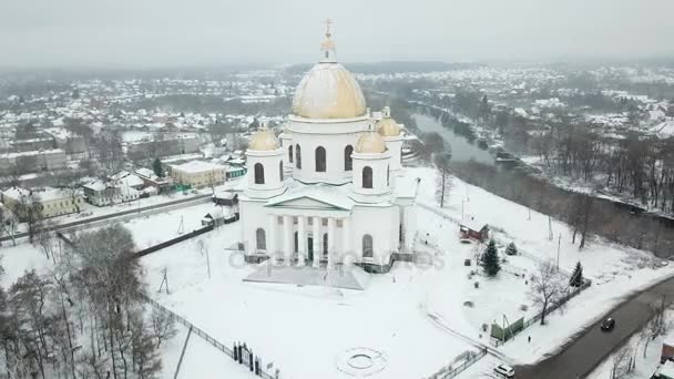Ciudad Morshansk Rusia Catedral Trinity Río Tsna — Vídeo de stock