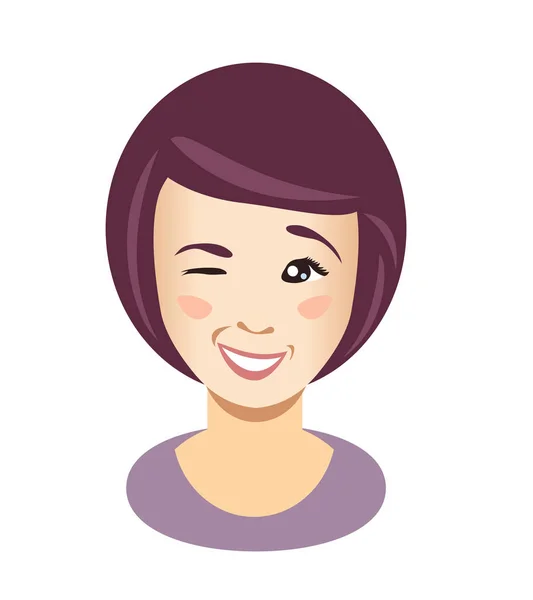 Cute young woman wink. Vector — Stock Vector