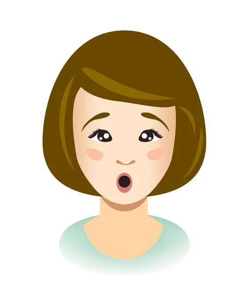 Surprised woman face. Emotional head — Stock Vector