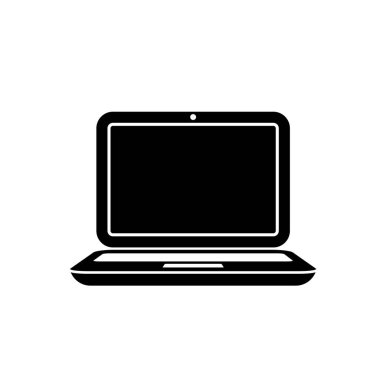 Beyaz arka plan üzerinde dizüstü bilgisayar simgesi