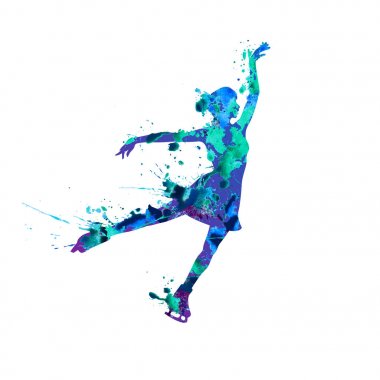 Artistik Patinaj kız silüeti. Splash ağrı