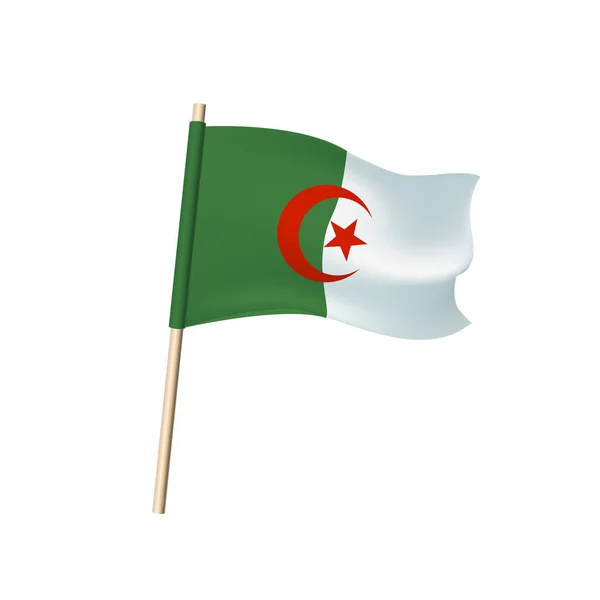 Algeriet flagga. Röda halvmånen och stjärnan på vita och gröna bak — Stock vektor