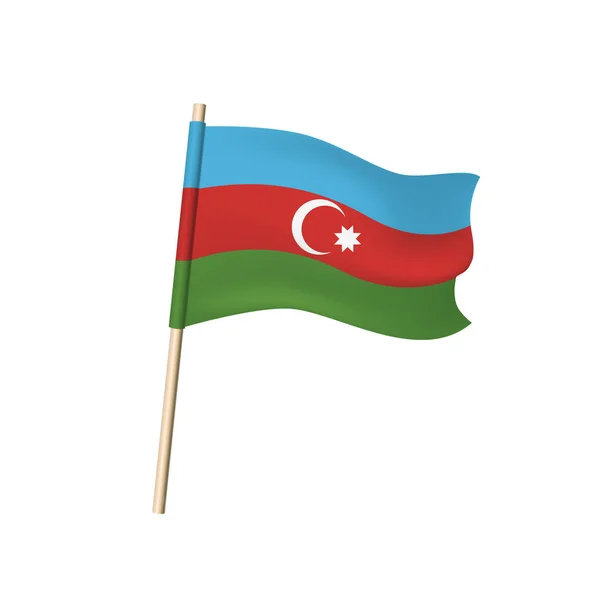 Bandiera azera (mezzaluna e stella, strisce blu, rosse e verdi — Vettoriale Stock