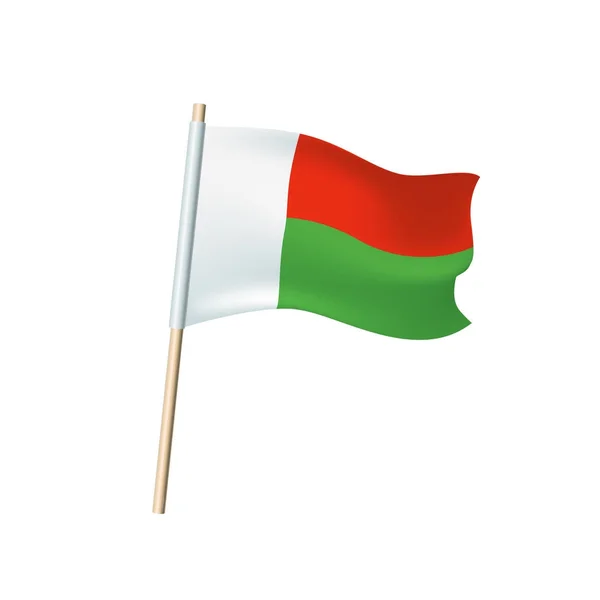 Drapeau Madagascar sur fond blanc — Image vectorielle