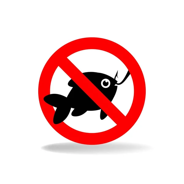 Símbolo proibido de pesca. ícone círculo vetor vermelho — Vetor de Stock