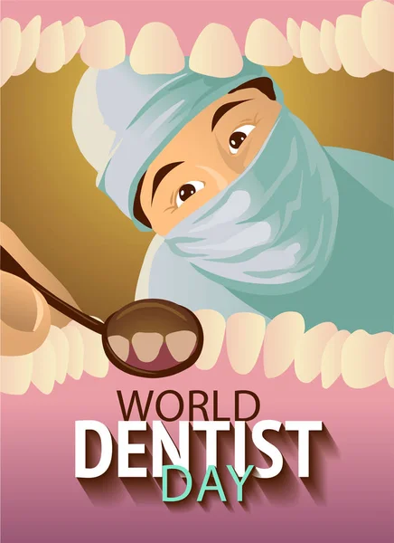グリーティング カード。世界の歯科医の日. — ストックベクタ