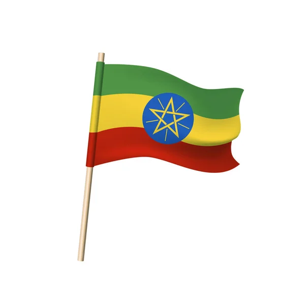 Vlag van Ethiopië op witte pagina — Stockvector